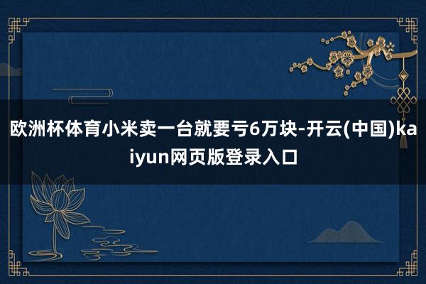 歐洲杯體育小米賣一臺就要虧6萬塊-開云(中國)kaiyun網頁版登錄入口