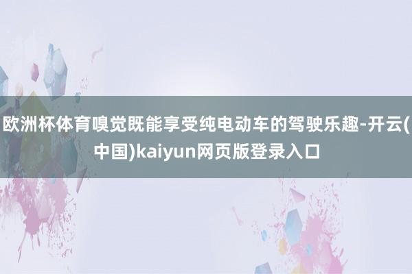 歐洲杯體育嗅覺既能享受純電動車的駕駛樂趣-開云(中國)kaiyun網頁版登錄入口